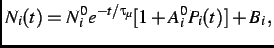 $\displaystyle N_{i}(t) = N^{0}_{i}e^{-t/\tau_{\mu}}[1+A^{0}_{i}P_{i}(t)]+B_{i}\, ,$