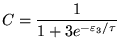 ${\displaystyle C = {1 \over 1 + 3 e^{-\varepsilon_3/\tau} } }$