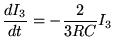 $\ds{ {dI_3 \over dt} = - {2\over3RC} I_3 }$