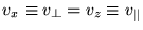 $v_x \equiv v_\perp
= v_z \equiv v_\parallel$